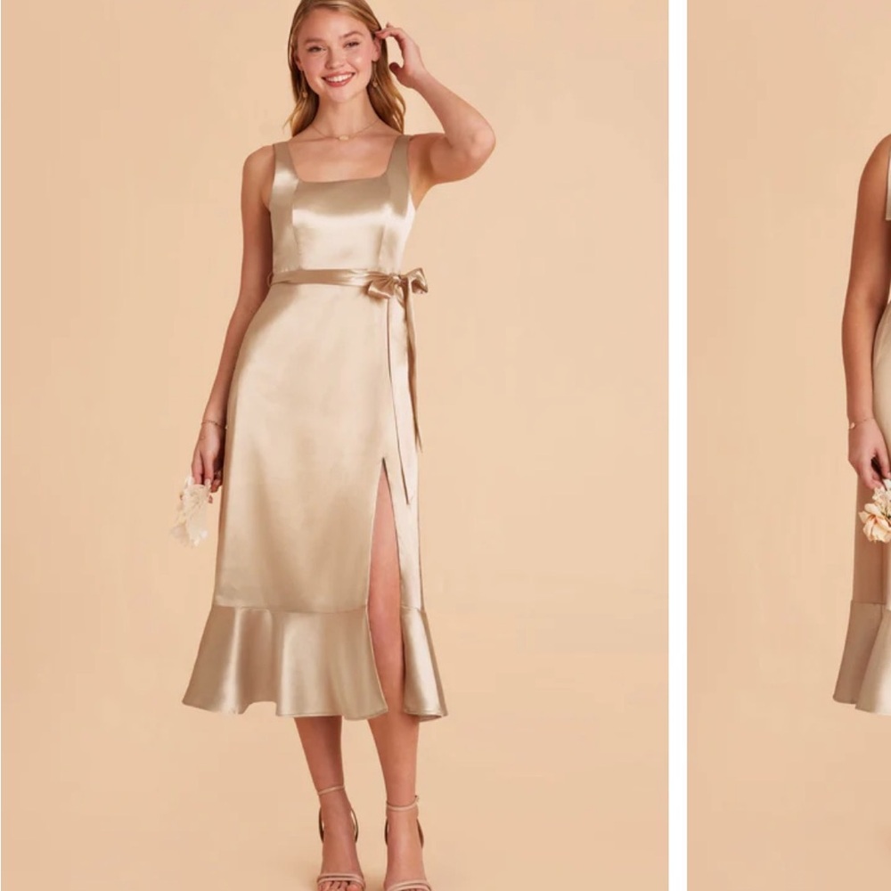 Birdy Grey Neutral Champagne Midi Dress